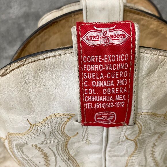 Luro LB Cowboy Boots Pointed J Toe Exotic Ostrich Leather men’s 8.5 White - Picture 2 of 7